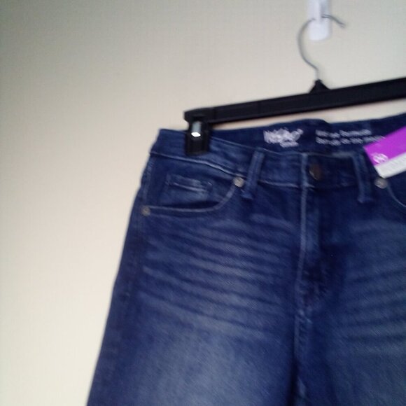 Mossimo Bermuda Shorts Women 00 Mid-Rise Power Stretch Roll Hem Denim Blue - Picture 4 of 15